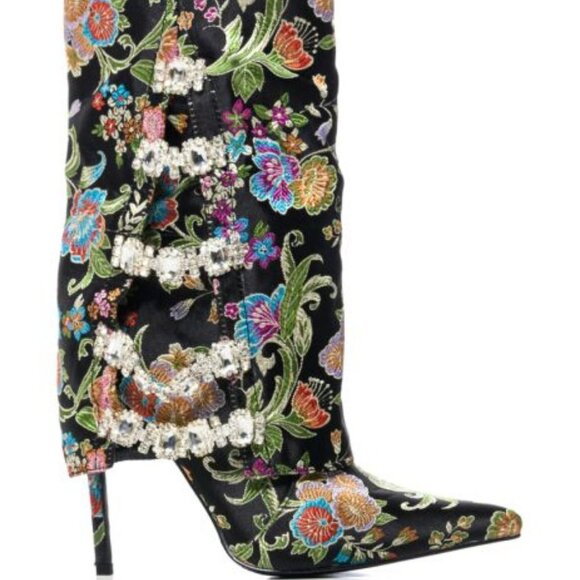 The AZALEA WANG " FLORAL FRANCE' " FLOWER PRINT FOLD OVER BOOTIE ( BRAND NEW !! - Picture 5 of 7